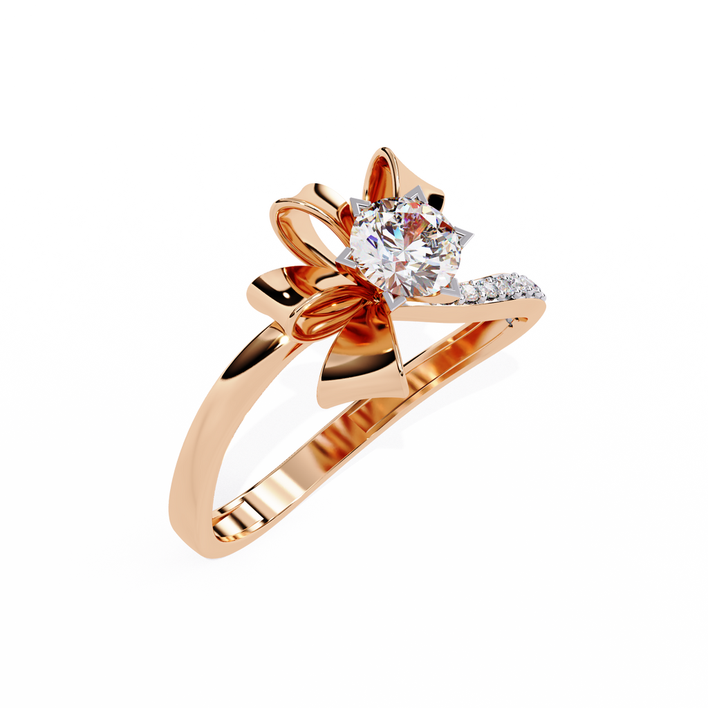 Round Cut Ribbon Lab Grown Diamond Ring