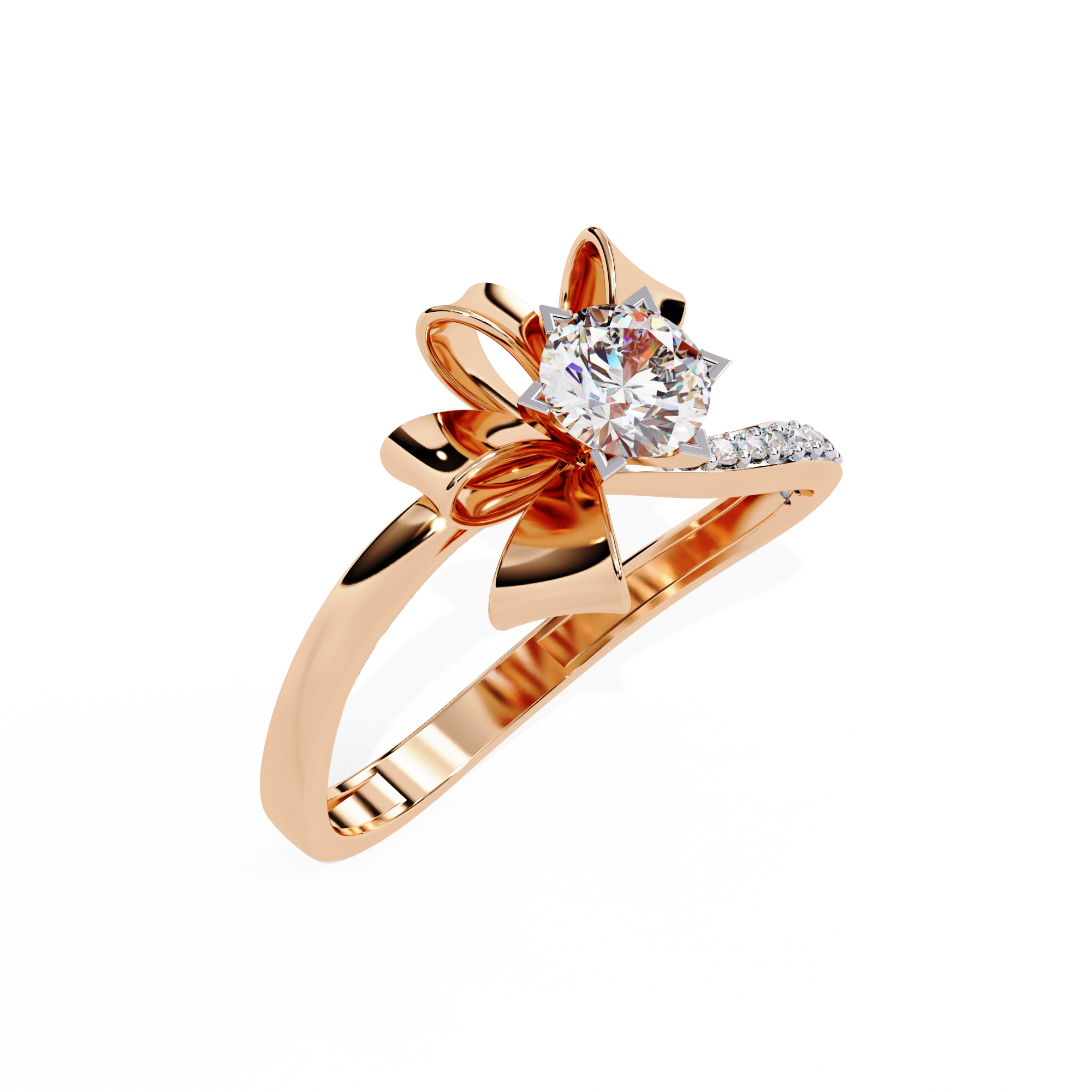 Round Cut Ribbon Lab Grown Diamond Ring