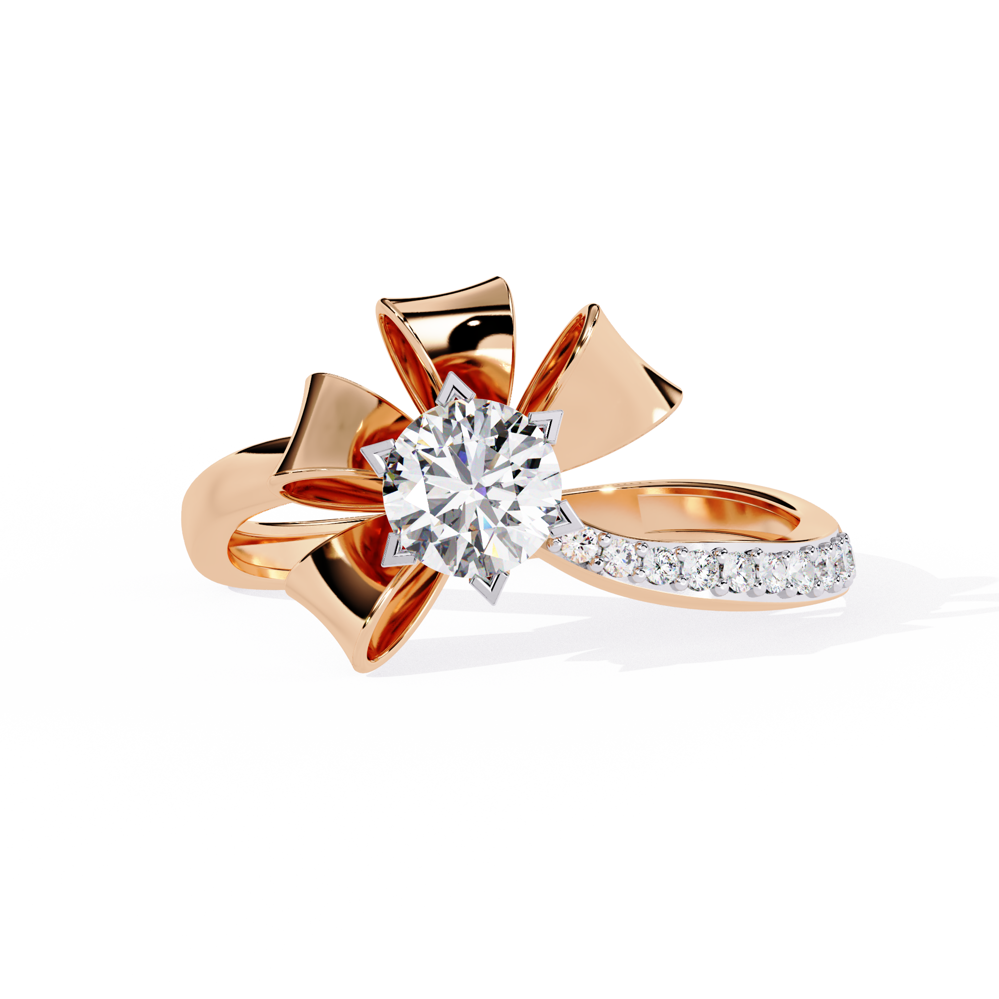 Round Cut Ribbon Lab Grown Diamond Ring