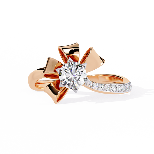Round Cut Ribbon Lab Grown Diamond Ring