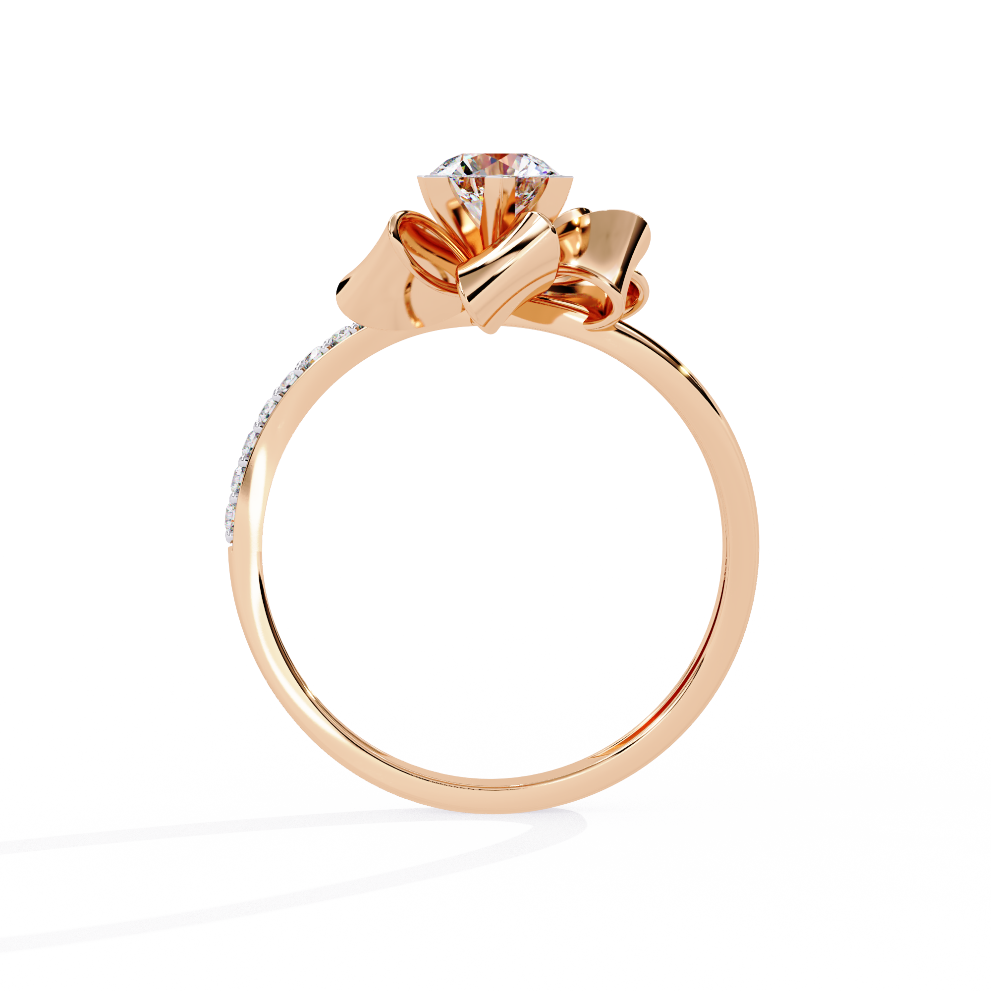Round Cut Ribbon Lab Grown Diamond Ring