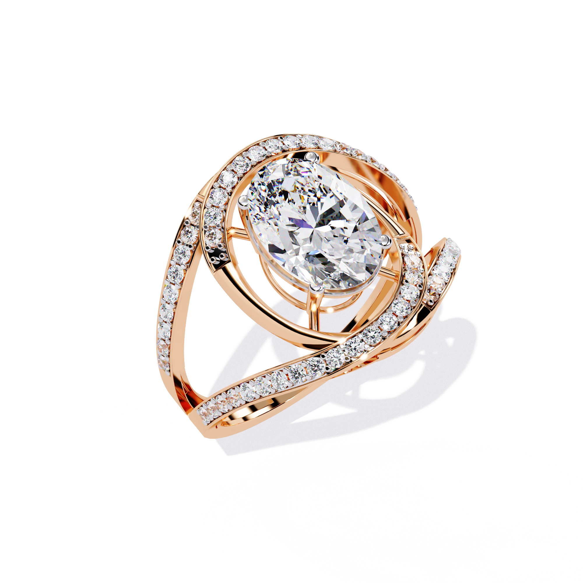 Round Cut Split Shank Lab Grown Diamond Ring