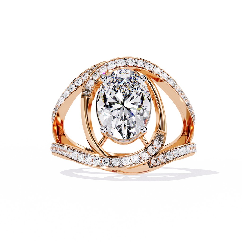 Round Cut Split Shank Lab Grown Diamond Ring