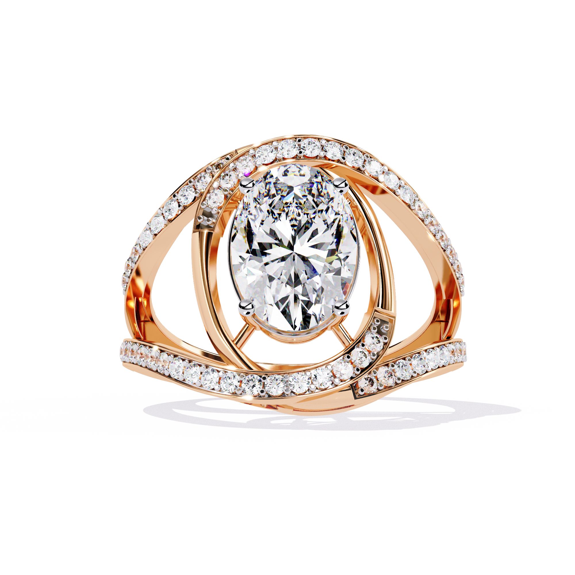 Round Cut Split Shank Lab Grown Diamond Ring