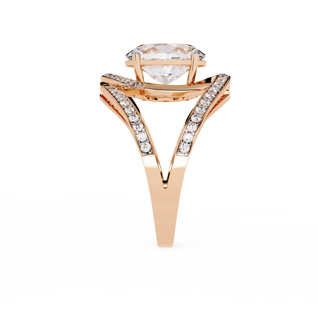 Round Cut Split Shank Lab Grown Diamond Ring
