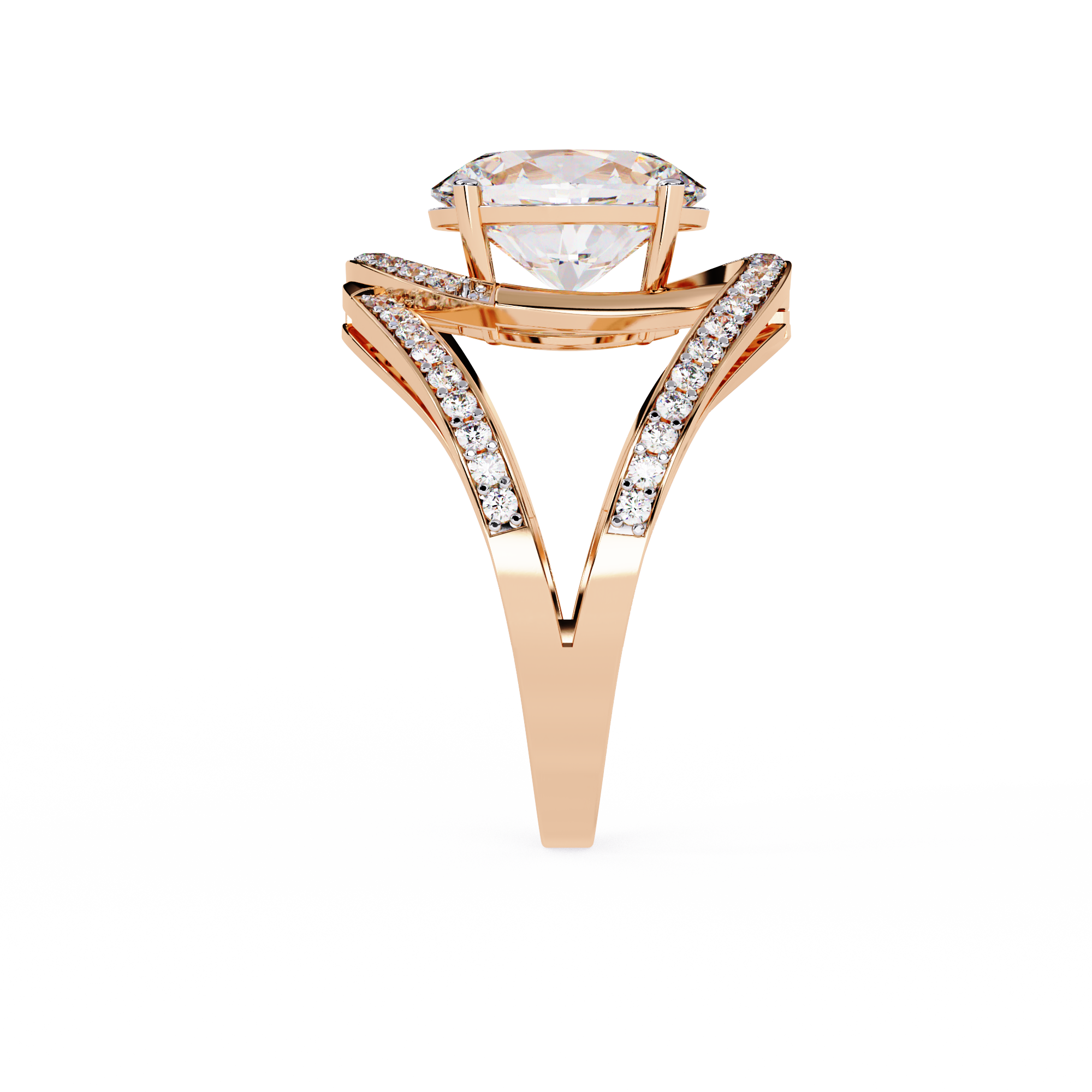 Round Cut Split Shank Lab Grown Diamond Ring