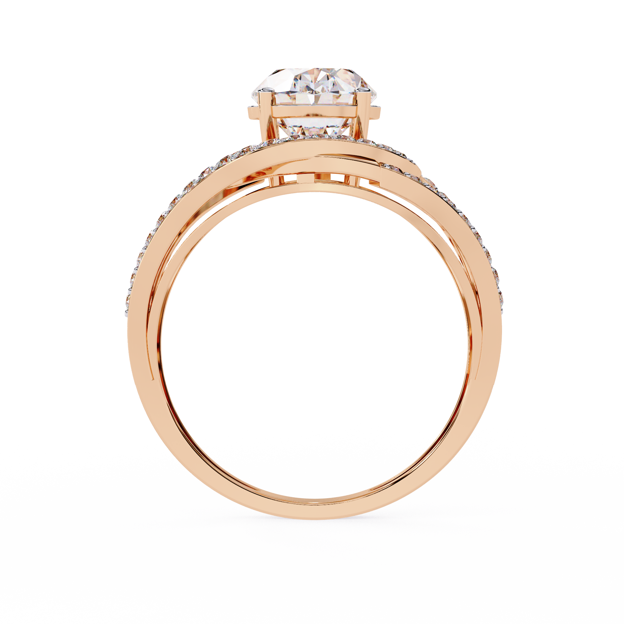 Round Cut Split Shank Lab Grown Diamond Ring