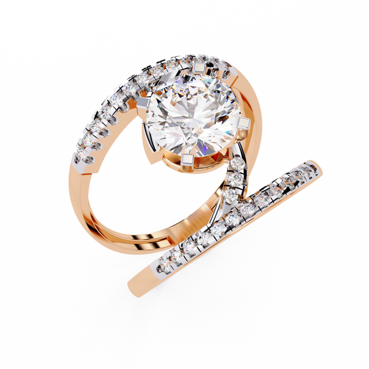 Round Cut Swirl Lab Grown Diamond Ring