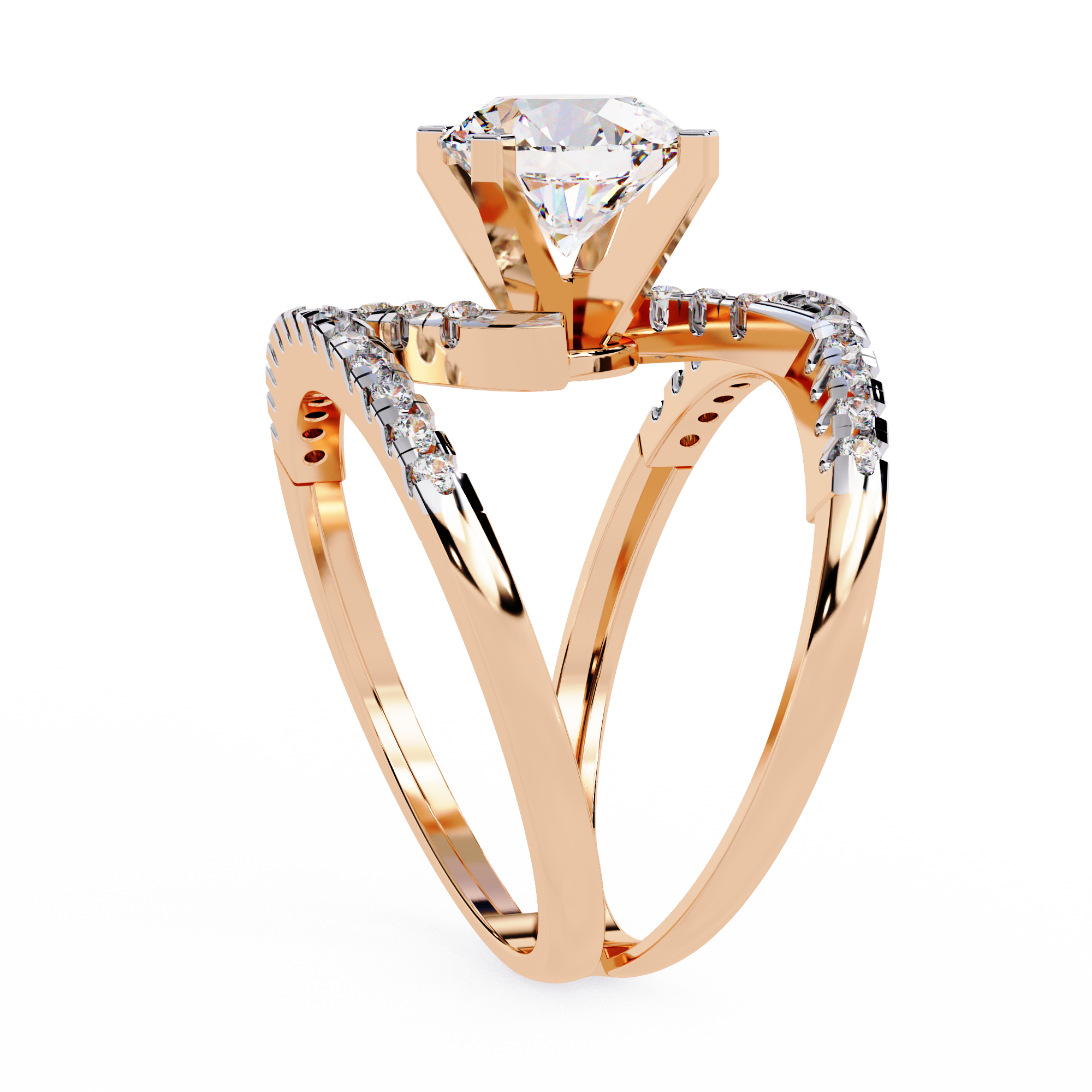 Round Cut Swirl Lab Grown Diamond Ring