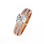 Round Cut Triple Row Lab Grown Diamond Ring