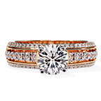 Round Cut Triple Row Lab Grown Diamond Ring