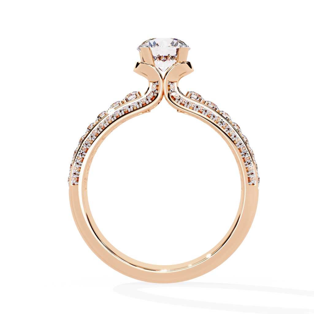 Round Cut Triple Row Lab Grown Diamond Ring