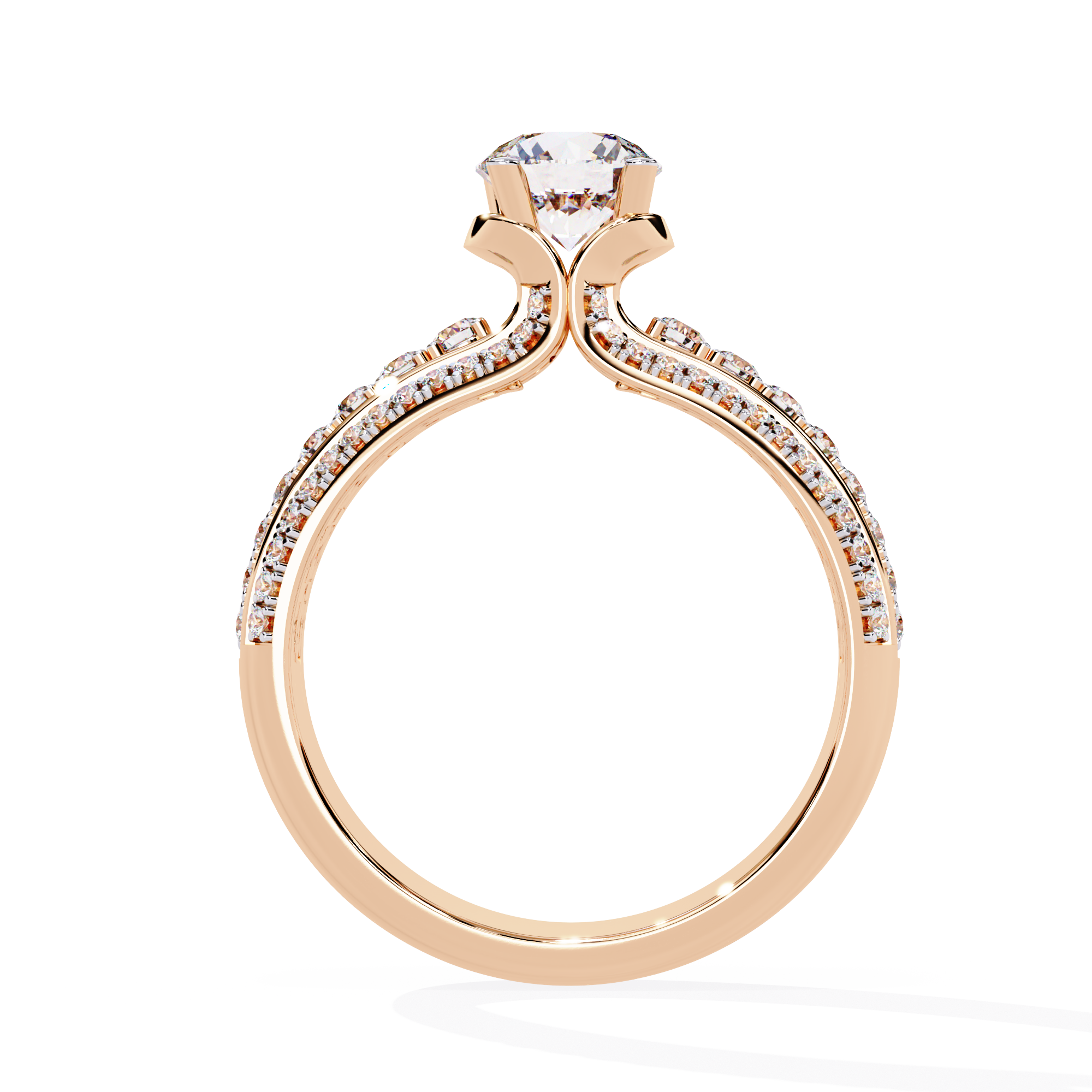 Round Cut Triple Row Lab Grown Diamond Ring