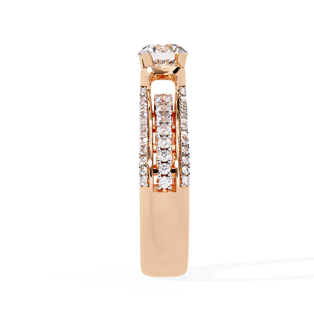 Round Cut Triple Row Lab Grown Diamond Ring