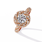 Round Cut Twisted Halo Lab Grown Diamond Ring