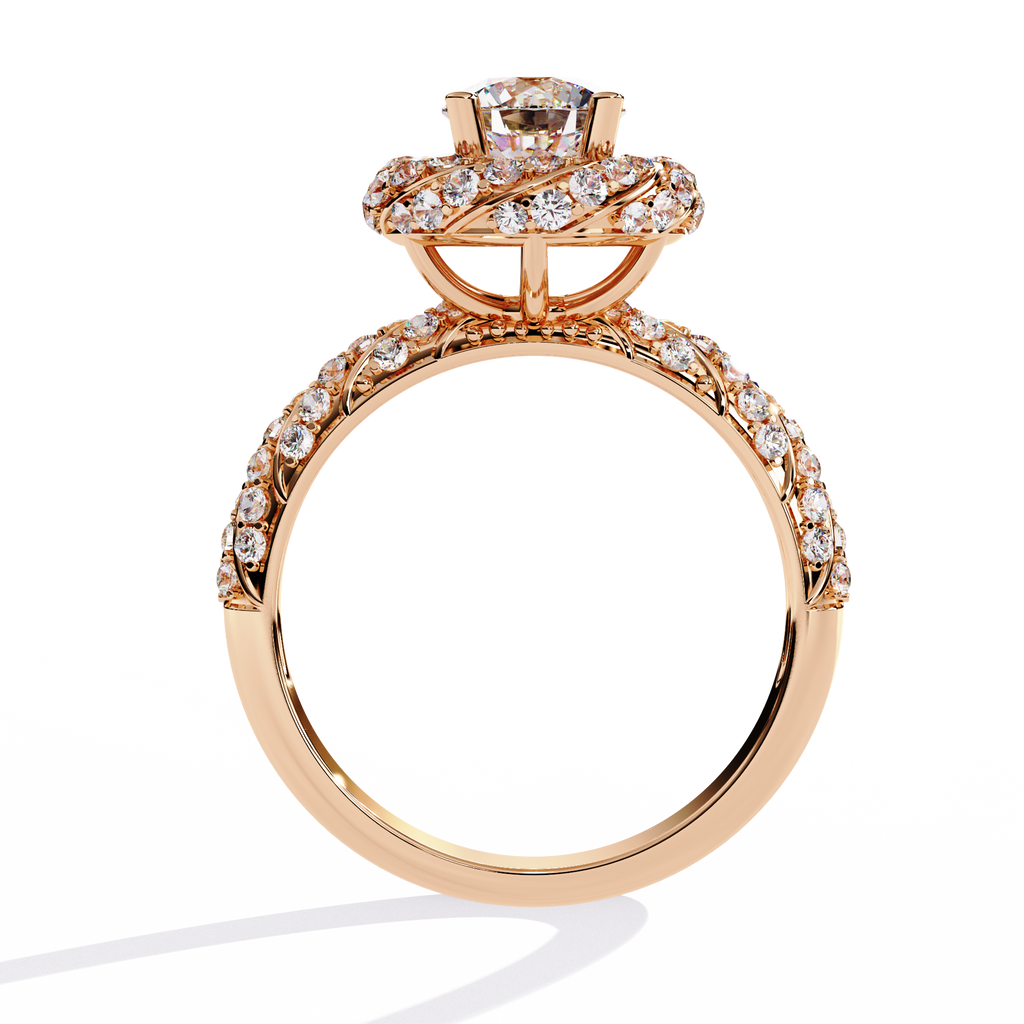 Round Cut Twisted Halo Lab Grown Diamond Ring