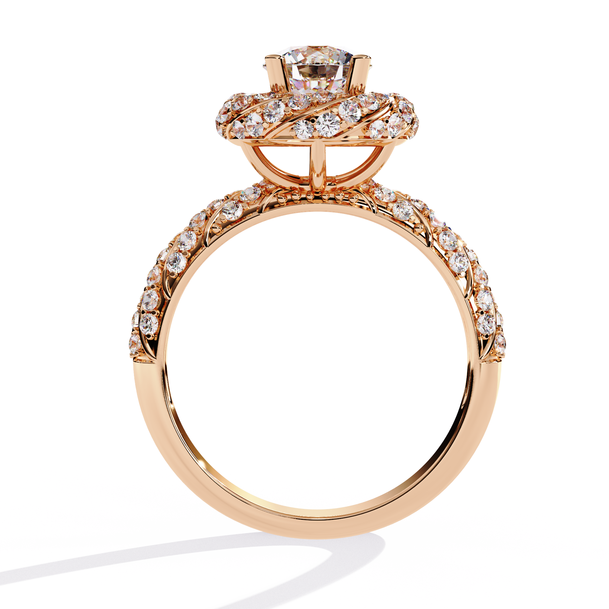 Round Cut Twisted Halo Lab Grown Diamond Ring
