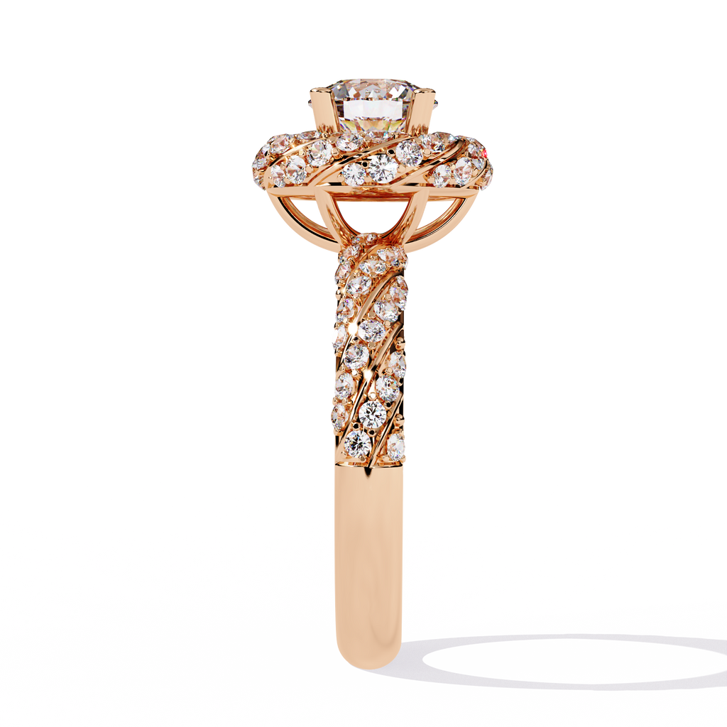 Round Cut Twisted Halo Lab Grown Diamond Ring