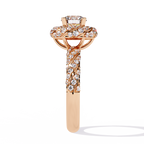 Round Cut Twisted Halo Lab Grown Diamond Ring