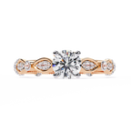 Round Cut Vintage Milgrain Lab Grown Diamond Ring