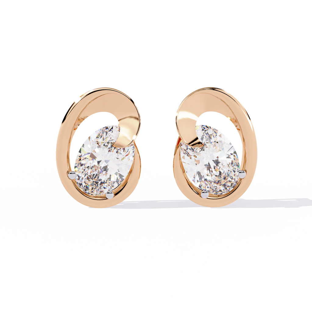 Swan Embrace Oval Cut Diamond Studs