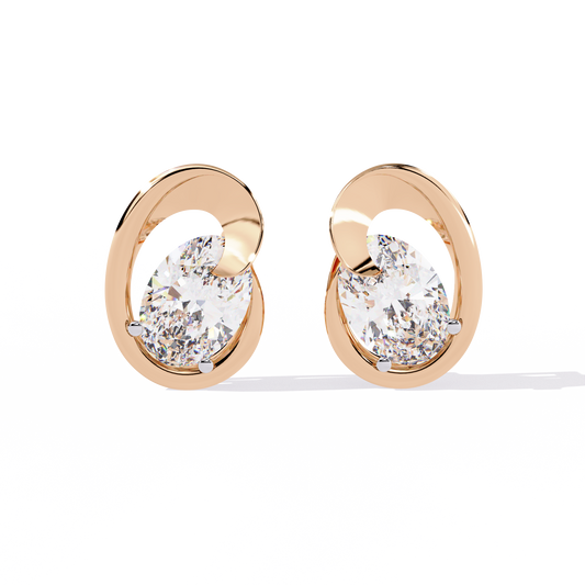 Swan Embrace Oval Cut Diamond Studs