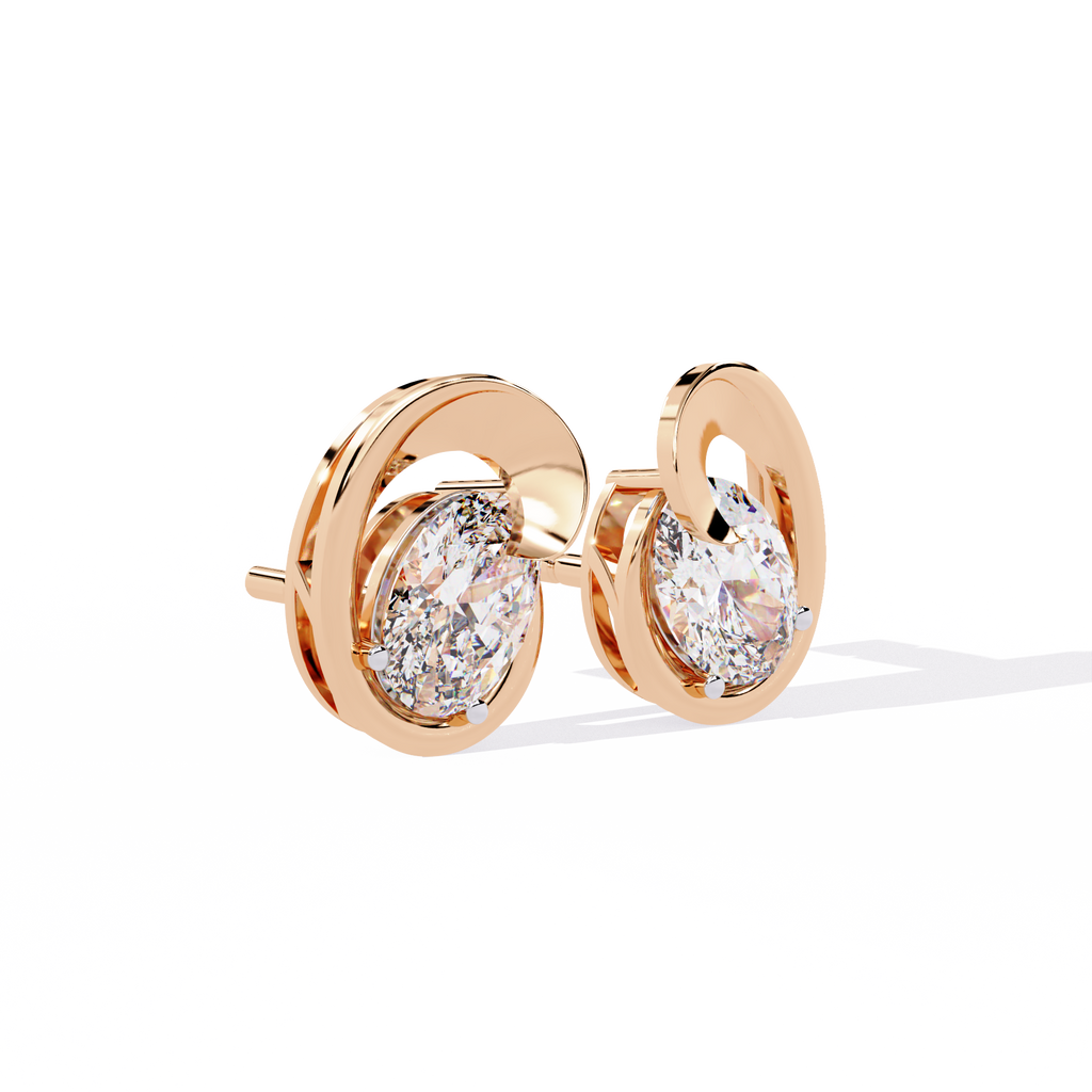 Swan Embrace Oval Cut Diamond Studs
