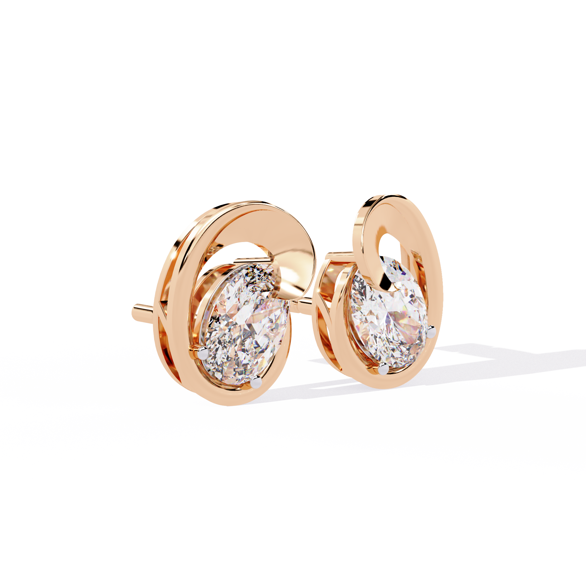 Swan Embrace Oval Cut Diamond Studs