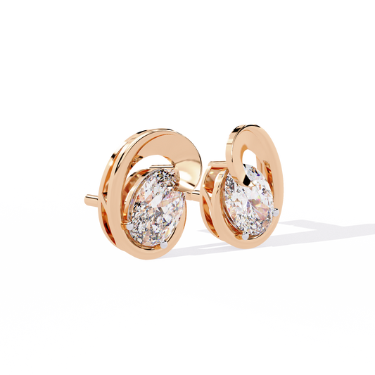 Swan Embrace Oval Cut Diamond Studs