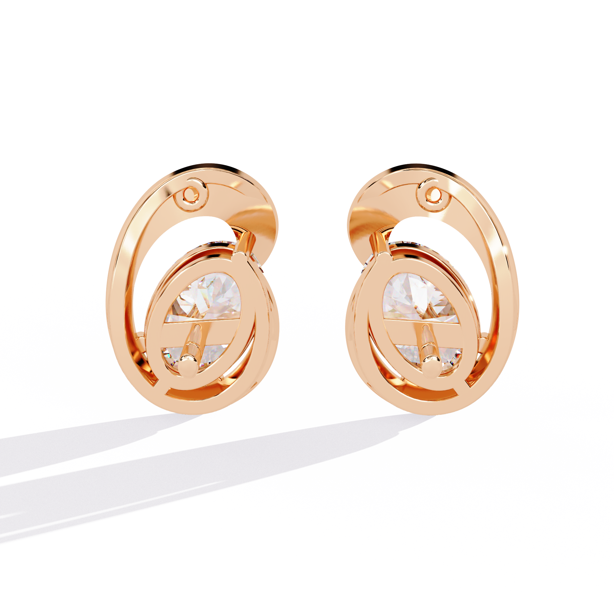 Swan Embrace Oval Cut Diamond Studs