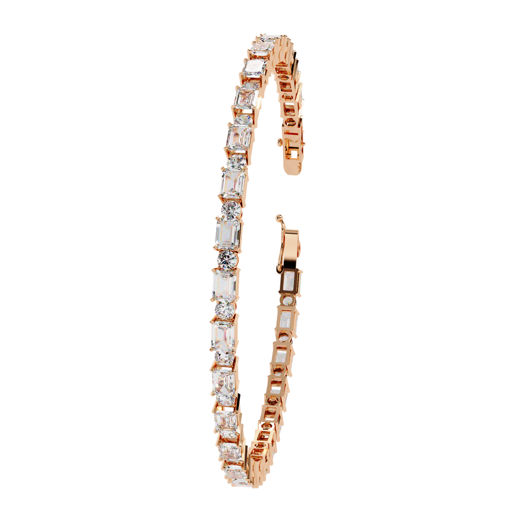 The Elara Emerald & Round Diamond Tennis Bracelet