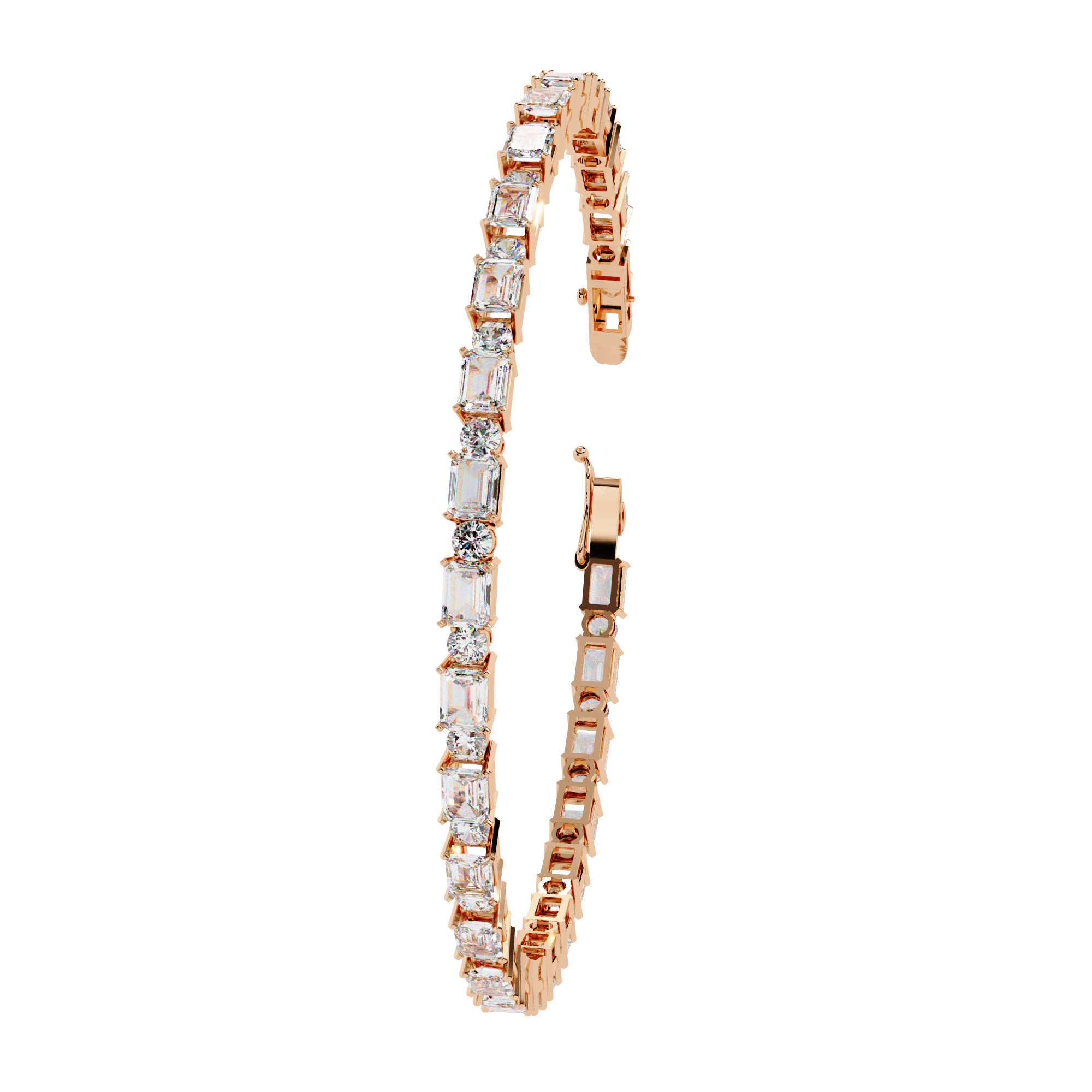 The Elara Emerald & Round Diamond Tennis Bracelet