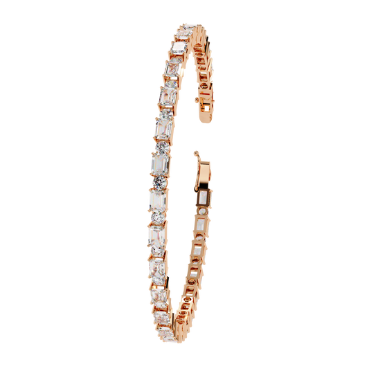 The Elara Emerald & Round Diamond Tennis Bracelet