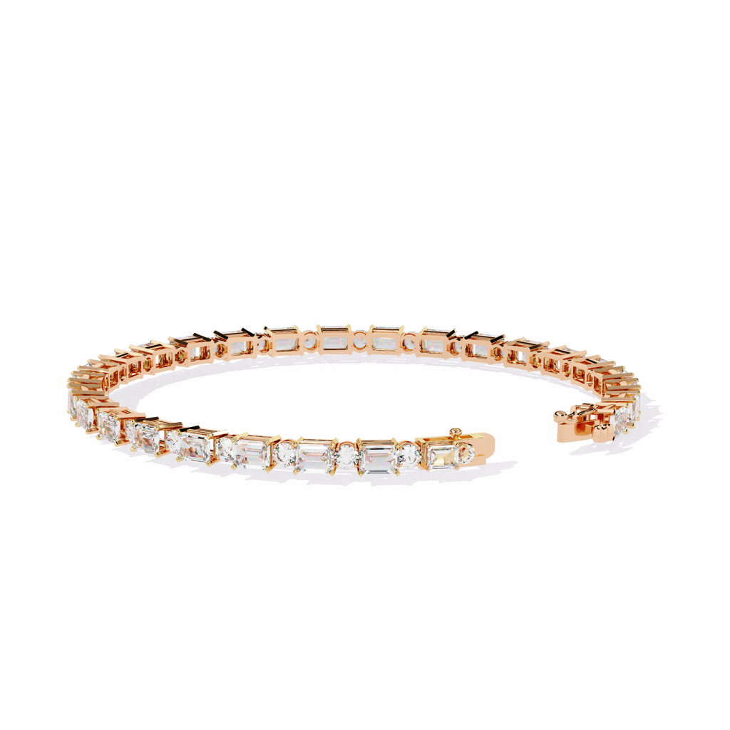 The Elara Emerald & Round Diamond Tennis Bracelet