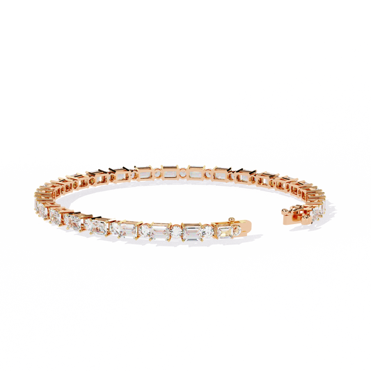 The Elara Emerald & Round Diamond Tennis Bracelet