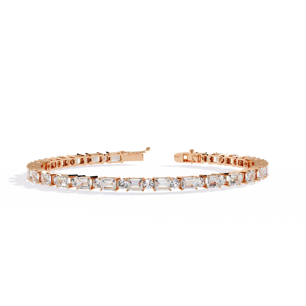 The Elara Emerald & Round Diamond Tennis Bracelet