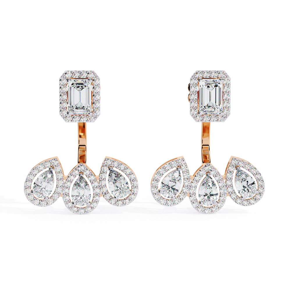 Trinity Bloom Lab Grown Diamond Jacket Earrings
