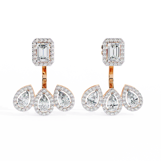 Trinity Bloom Lab Grown Diamond Jacket Earrings