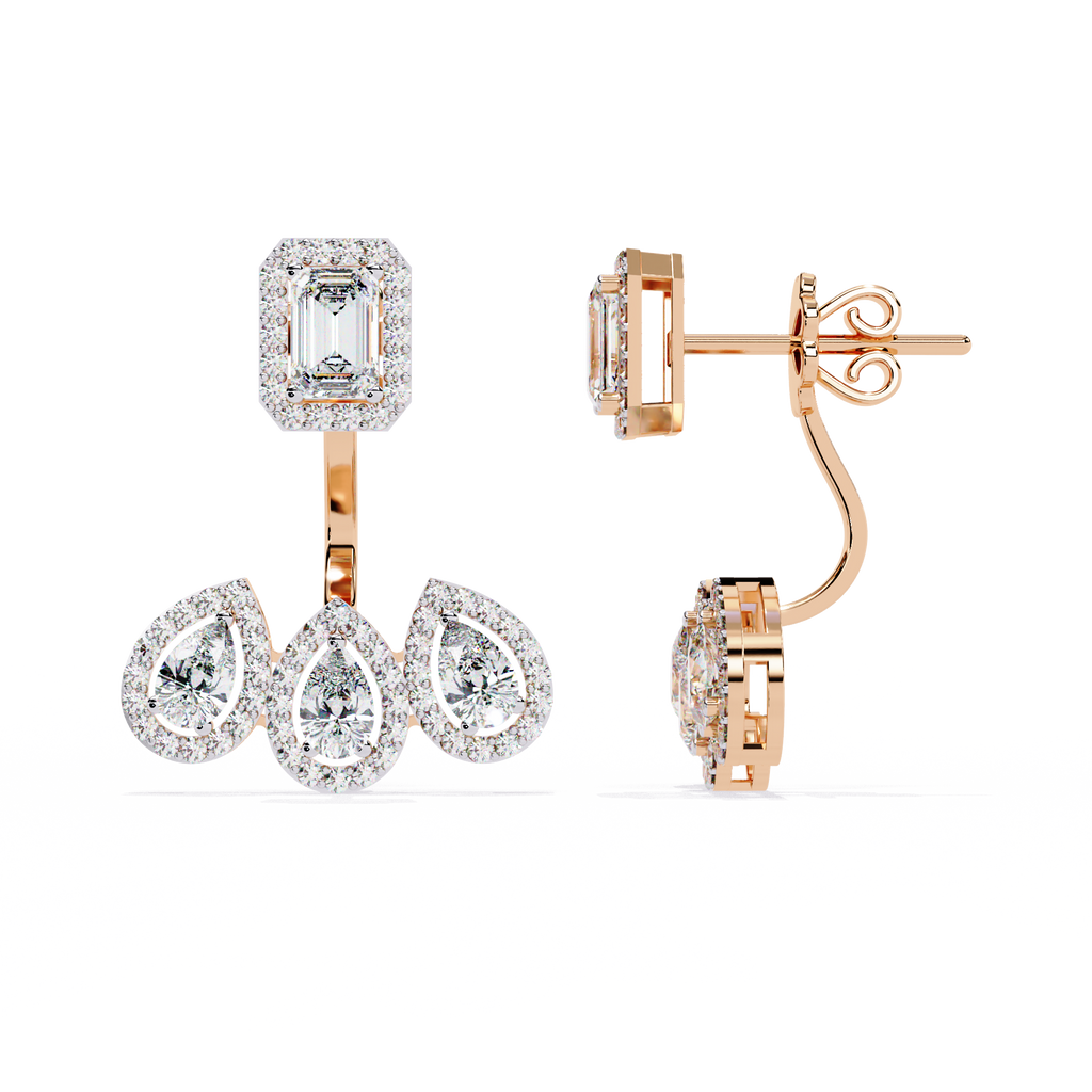 Trinity Bloom Lab Grown Diamond Jacket Earrings