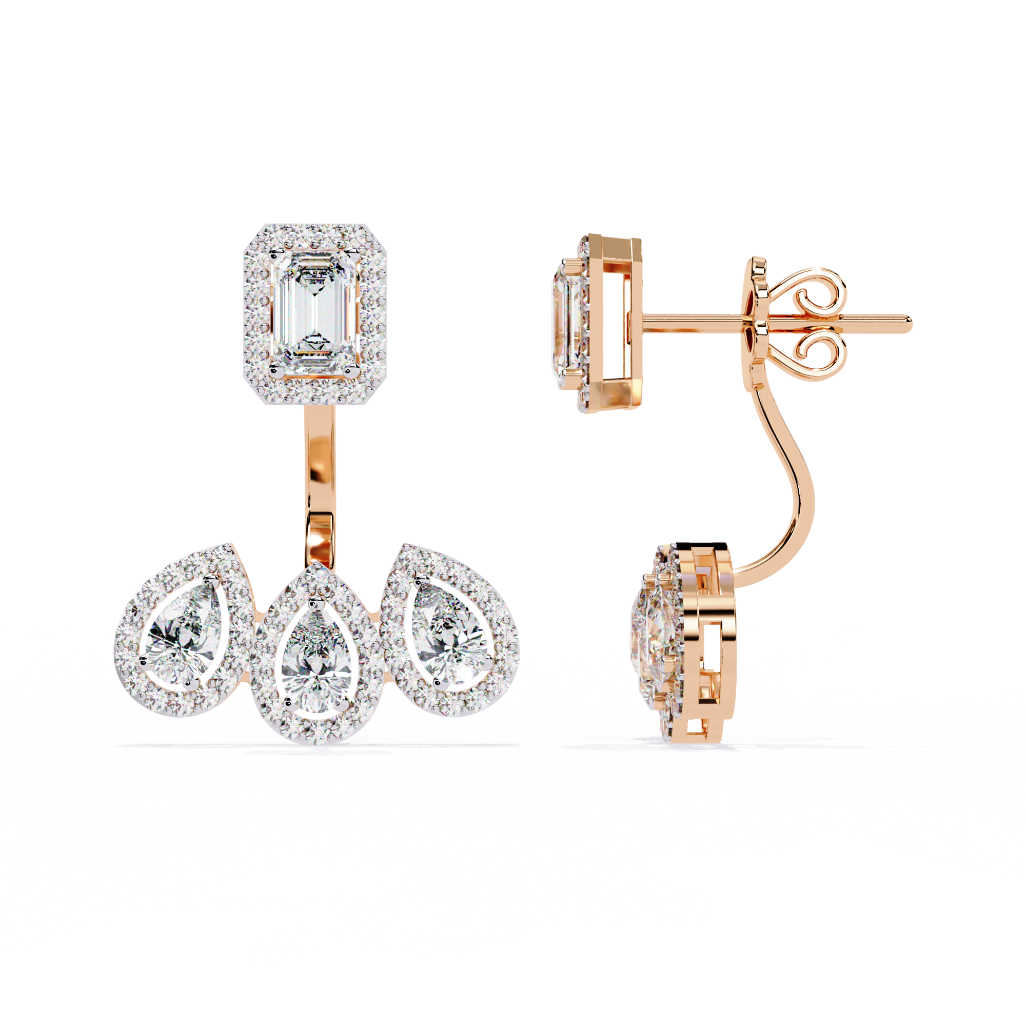Trinity Bloom Lab Grown Diamond Jacket Earrings