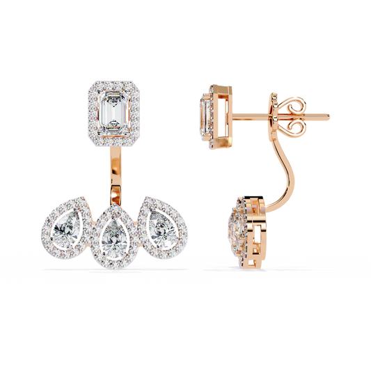 Trinity Bloom Lab Grown Diamond Jacket Earrings
