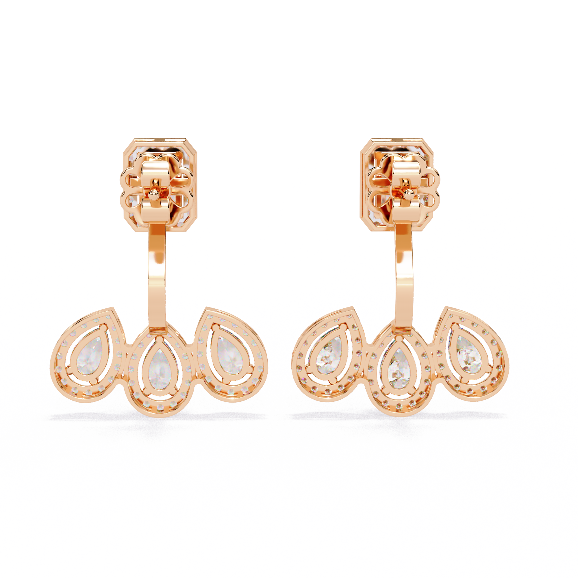 Trinity Bloom Lab Grown Diamond Jacket Earrings