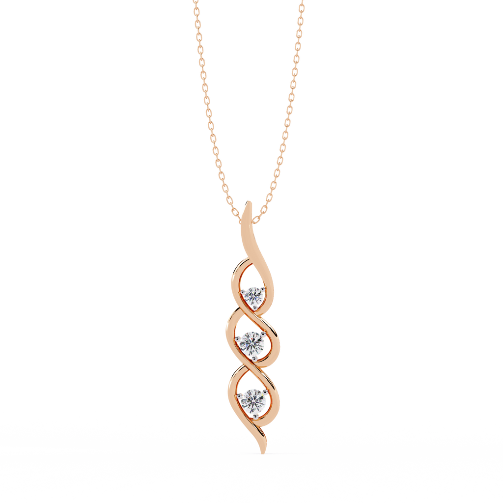 Trinity Flame Round Diamond Pendant Necklace
