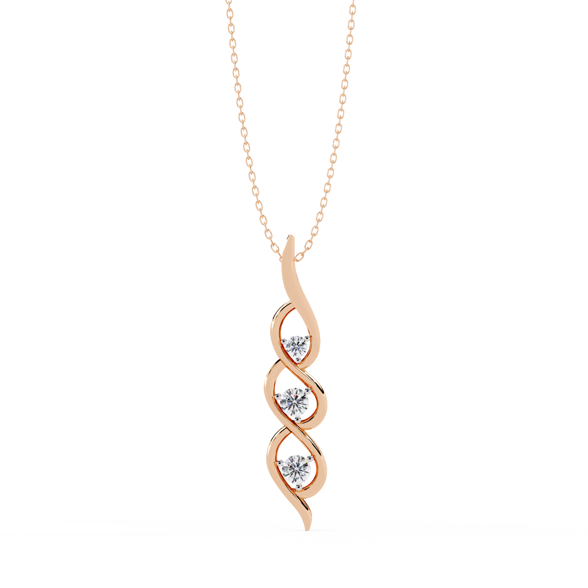 Trinity Flame Round Diamond Pendant Necklace