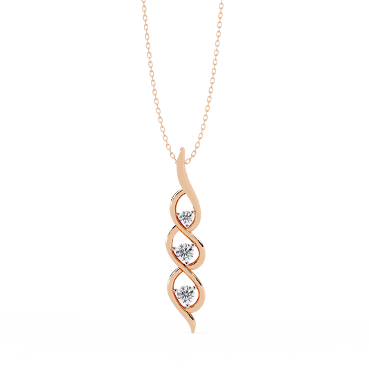 Trinity Flame Round Diamond Pendant Necklace