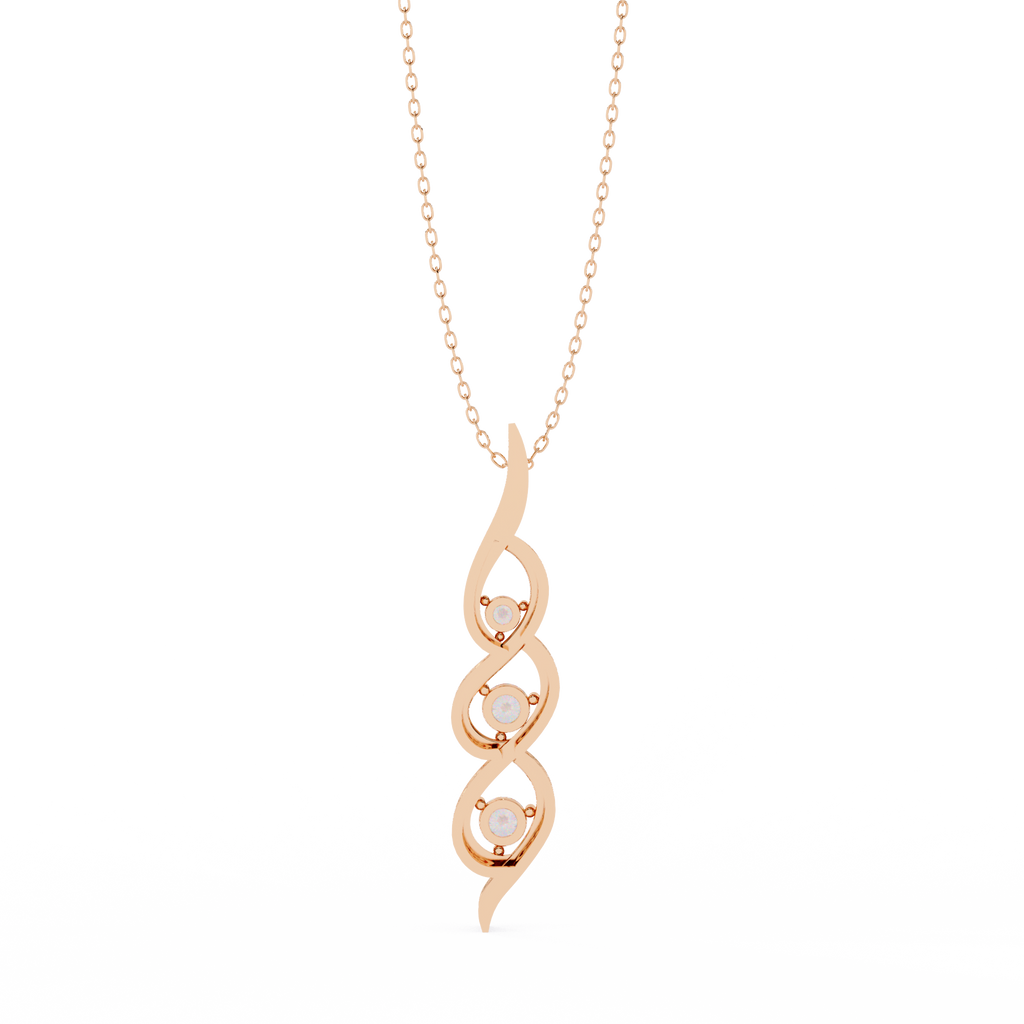 Trinity Flame Round Diamond Pendant Necklace