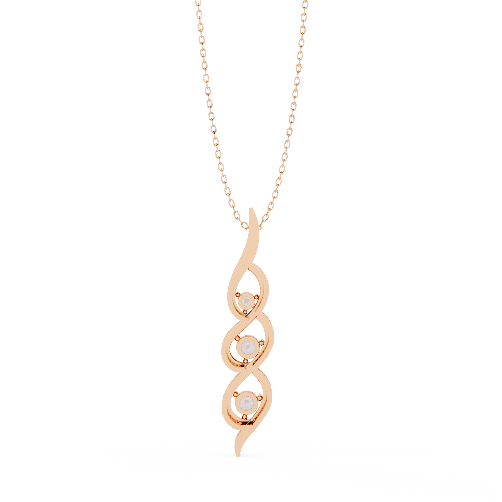Trinity Flame Round Diamond Pendant Necklace