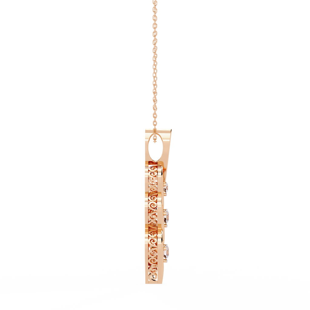 Trinity Flame Round Diamond Pendant Necklace