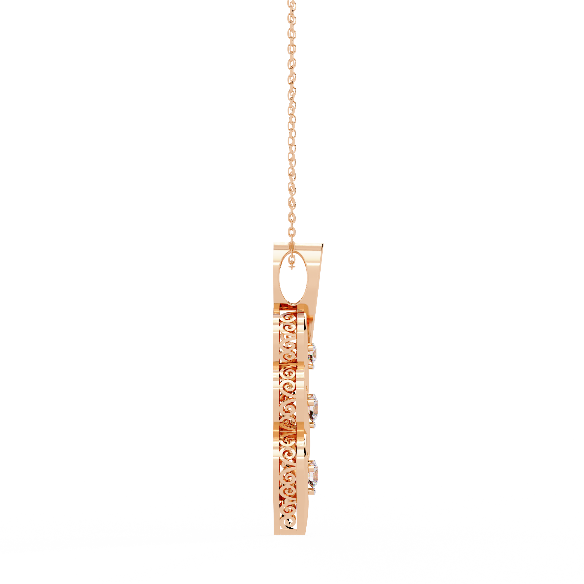 Trinity Flame Round Diamond Pendant Necklace