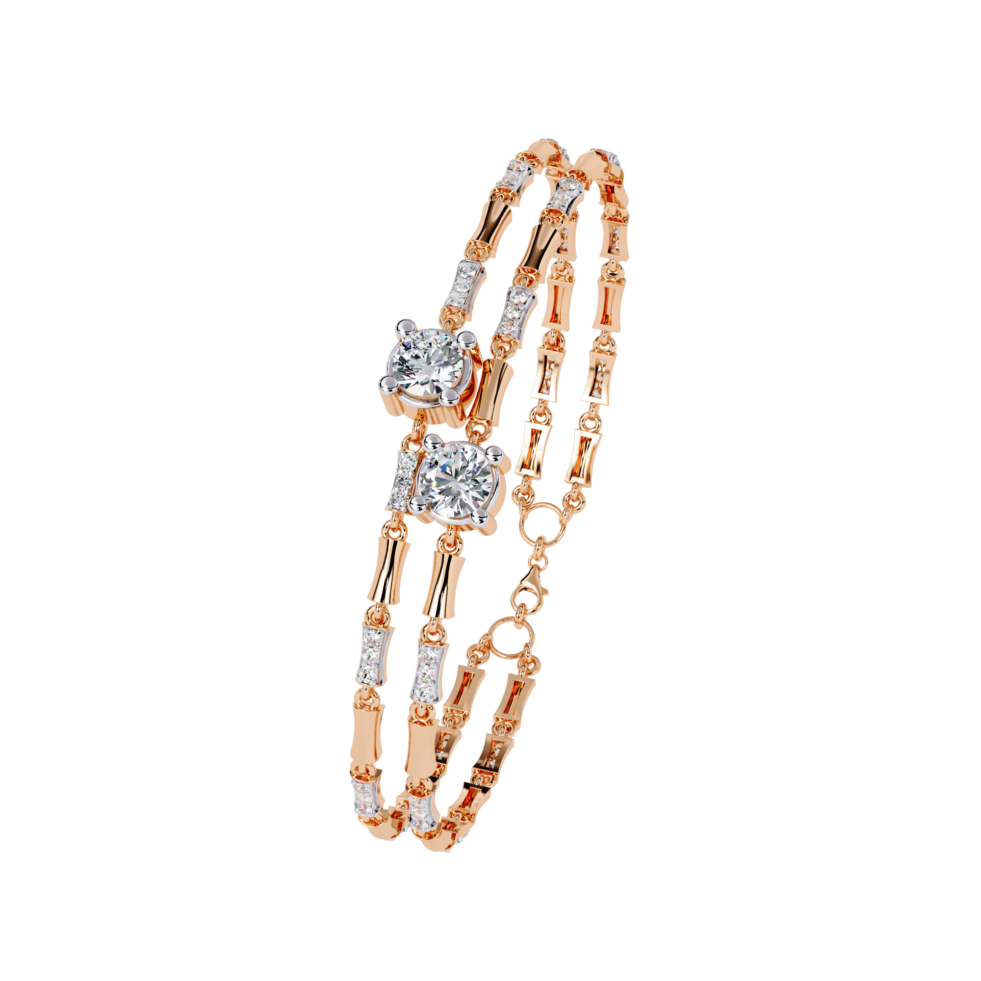 Twin Flame Round Diamond Bracelet